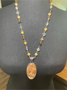 Country Concert Season🤠Yellow Agate Beaded Pendant Necklace -